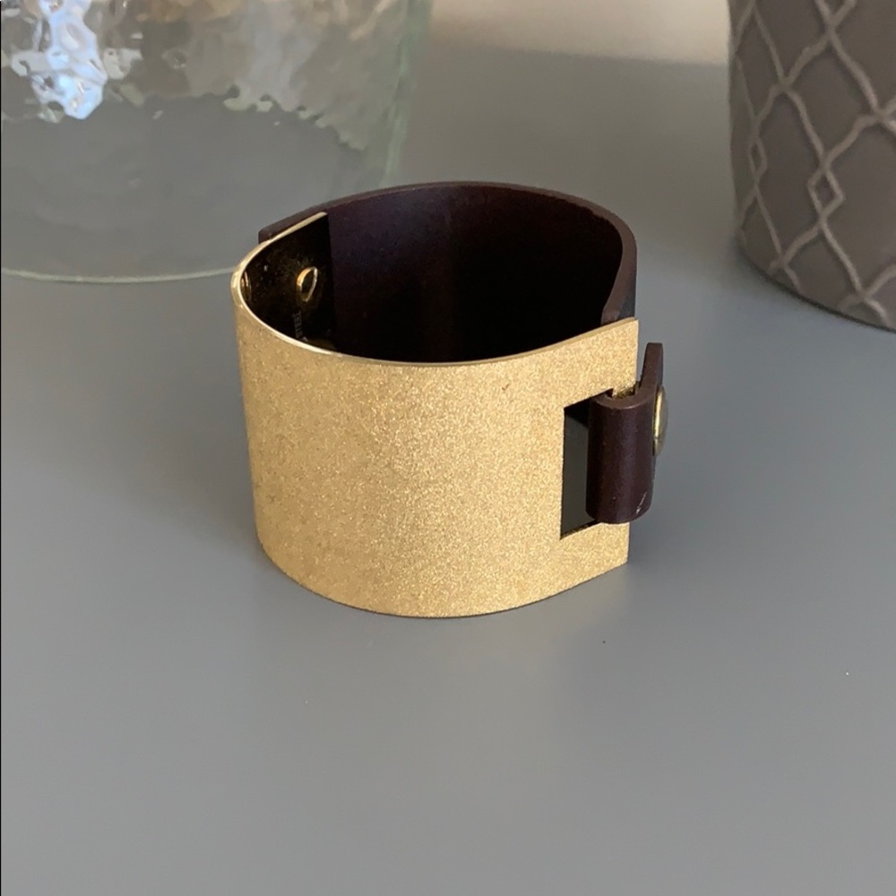 Leather and gold (stainless steel) cuff